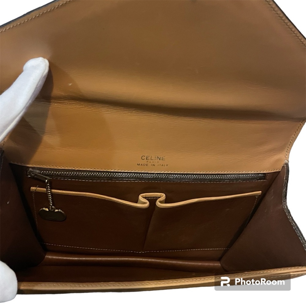 CELINE Authentic Vintage Tan Envelope Flap Shoulder Crossbody Bag with COA - Picture 8 of 17